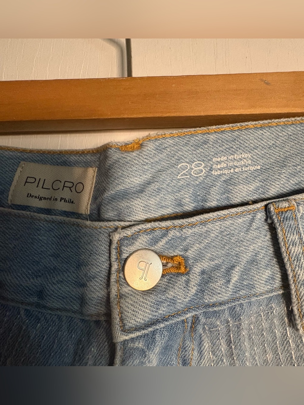 Pilcro Light Wash Sequin Wide Leg Jeans - Picture 5 of 8